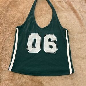 Green Halter Crop Top